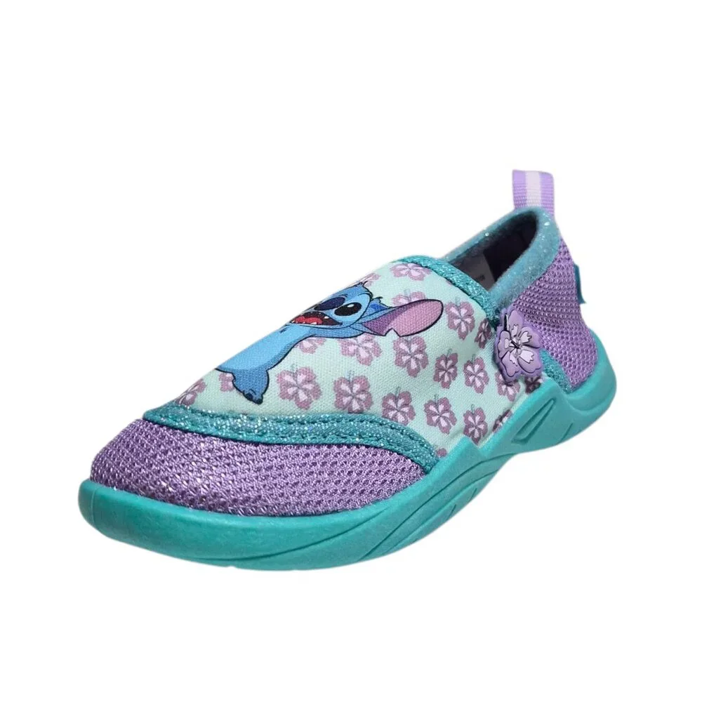 Disney Stitch Toddler Girls Water Shoes Mesh Slip On Size 7/8, 9/10 Rubber Sole